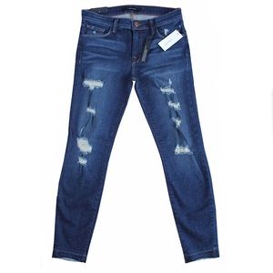 NWT $198 Women's J. BRAND Blue Cropped 'Demented Trouble' Skinny Jeans Size 28